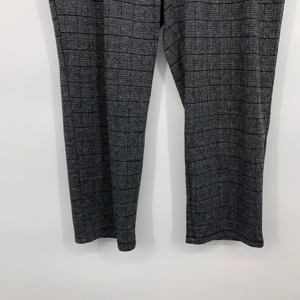 A New Day Pants Black Gray Plaid High Rise Pull On Straight Ankle_6